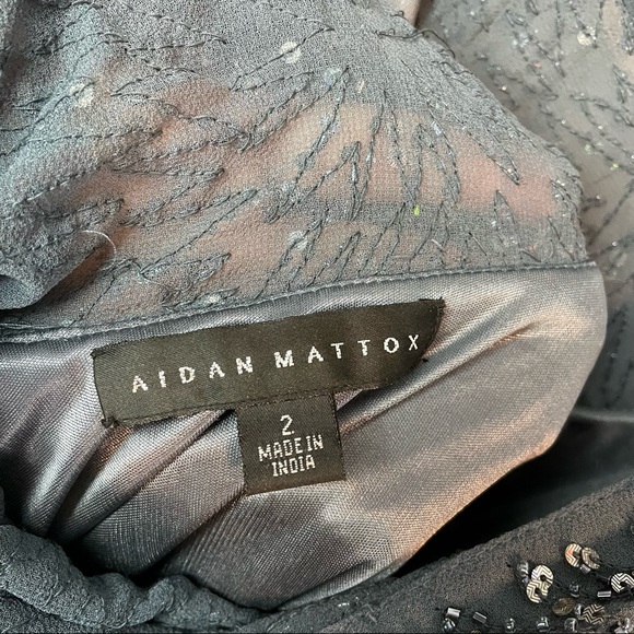 Blue/Grey Beaded Sequin Flutter Sleeve Cocktail Dress size 2 Aiden Mattox - Picture 7 of 9